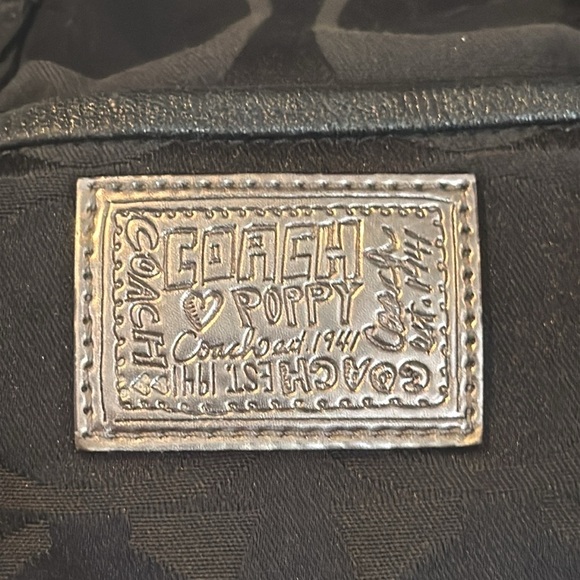 Coach, Poppy Daisy, black signature tote, red lining large - Picture 6 of 16